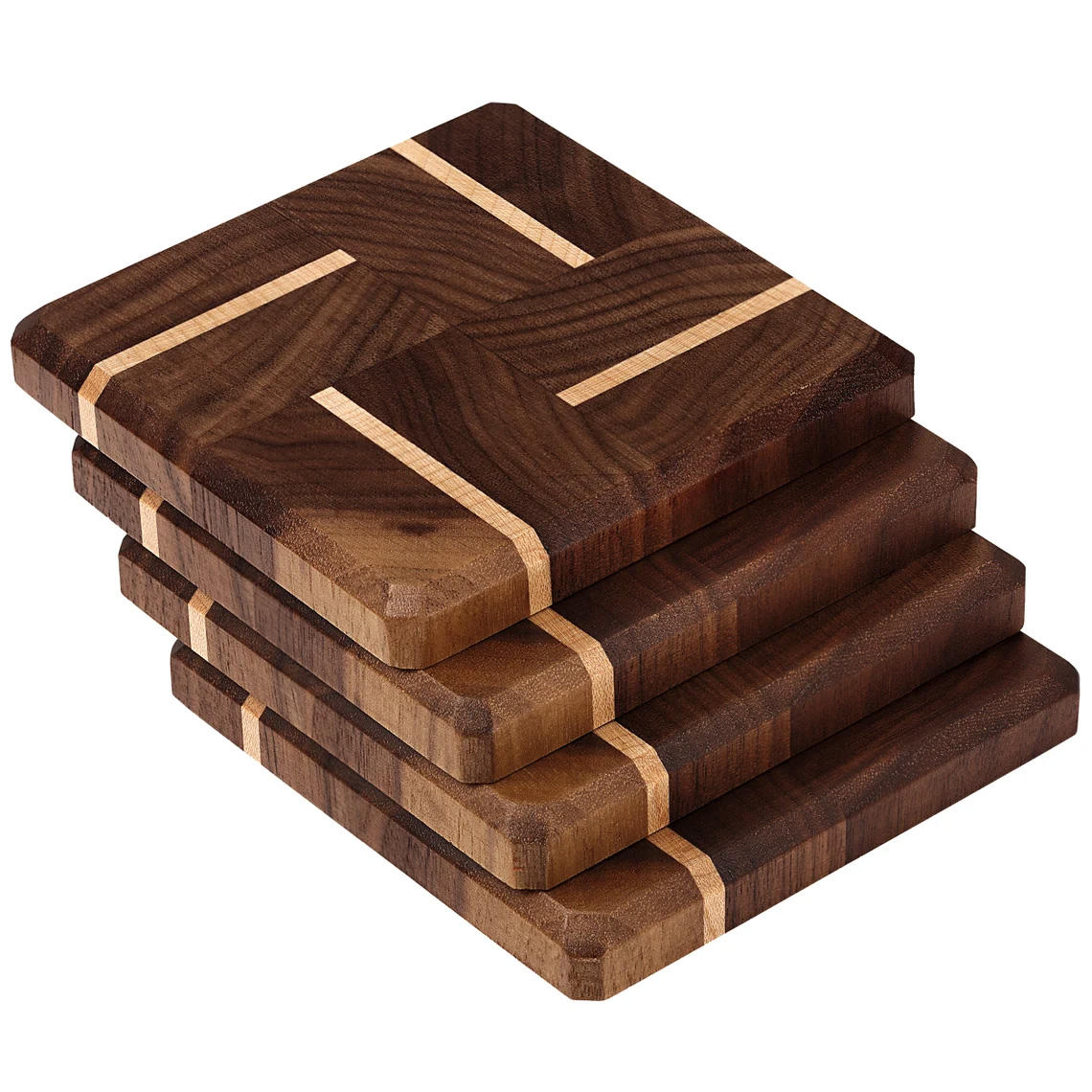 Handcrafted Pine Wood Coasters Set Premium Wooden Table Decor for Home & Office Spaces