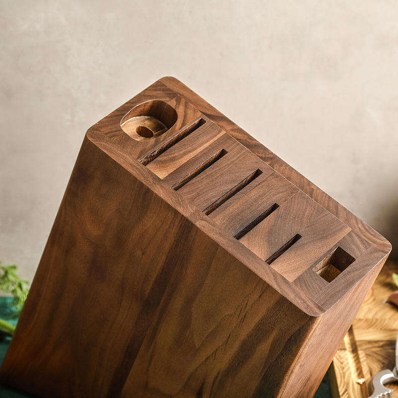 Wooden Knife Block 7 Slots – Premium Acacia Wood Kitchen Organizer Stand