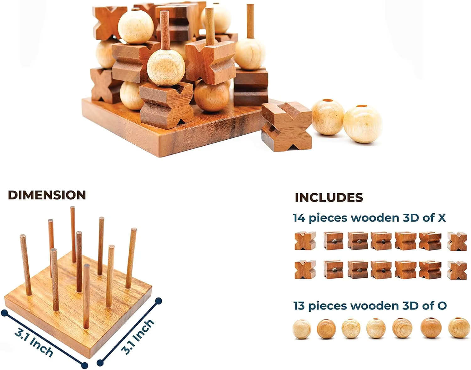 3D Rustic Wooden Backgammon Game Set 21 Inches Unique Coffee Table Decor Educational Toy for 14+ Years Fun Strategic Game Gift