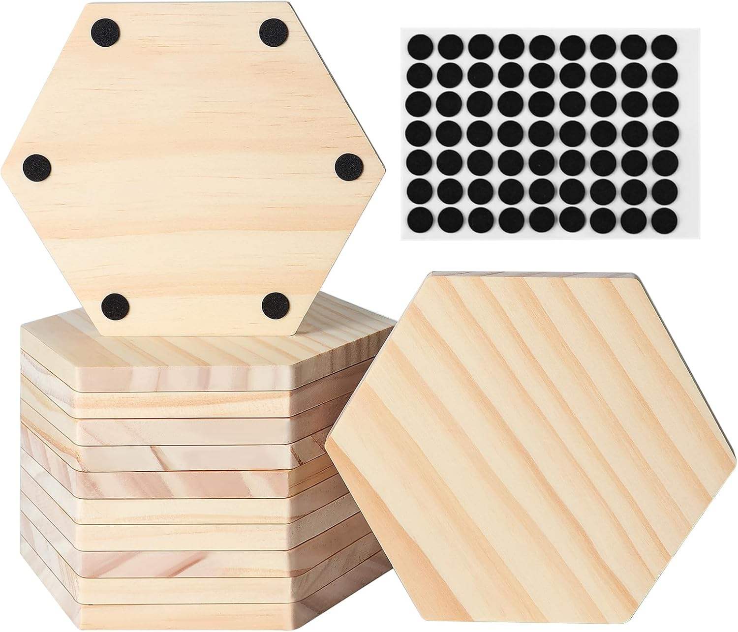 Handmade Natural Wood Coaster Set – Classic Stylish Durable Drink Mats & Table Pads, Eco-Friendly Beige Wooden Coasters for Home, Office & Dining Table