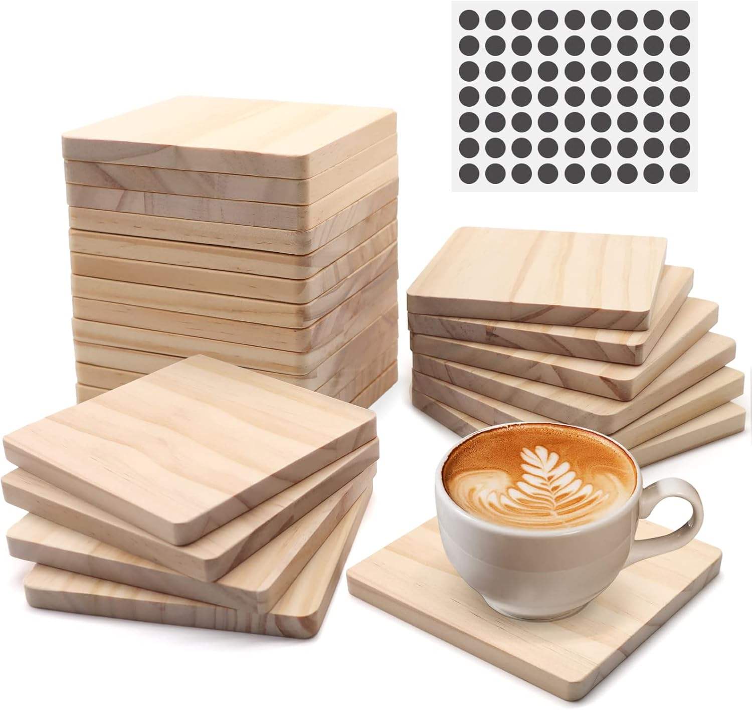 Handmade Wooden Classic Coaster Set – Durable Natural Stylish Customizable Drink Coasters for Home, Office & Table Decor