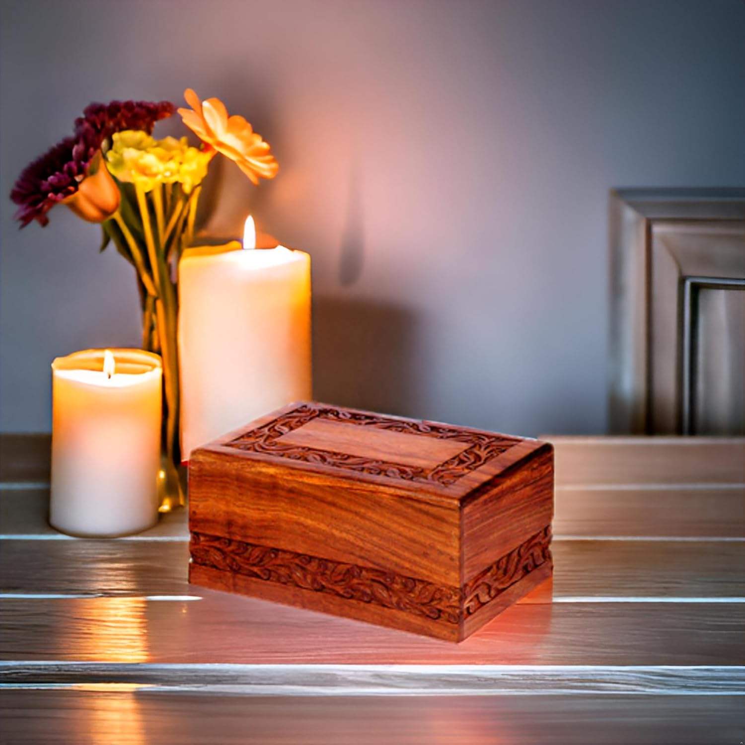 Wooden Keepsake Urn Decorative Memorial Box