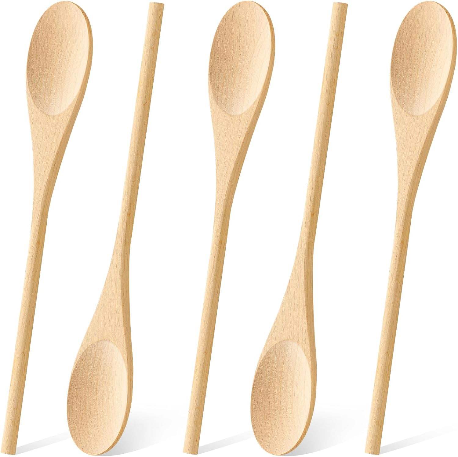 Handmade Durable Eco Friendly 5 Piece Large Wooden Cooking Spoon Set with 12 Inch Handles Premium Kitchen Utensils by DECOR N UTILITY CRAFT