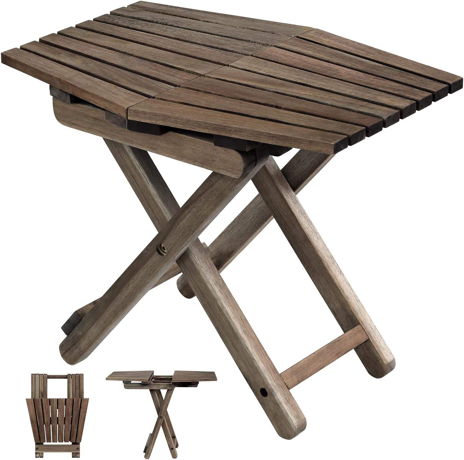 Modern 18x13 Inch Folding Wooden Top Side Table Portable Accent Table for Patio, Bedroom, Living Room & Small Spaces  Space Saving Multi Purpose Furniture