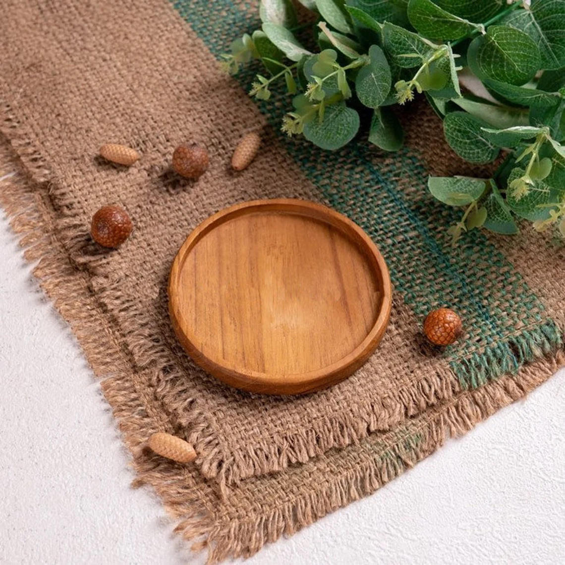 Handmade Wooden Coasters Set of 4 10cm Eco Friendly Classic DIY Glass Cup Tray