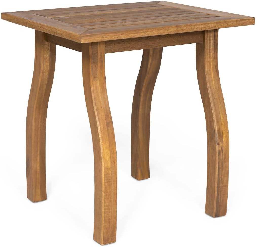 Modern Wooden Outdoor Side Table with  Design  Small Accent Table for Patio, Garden, Poolside & Entryway