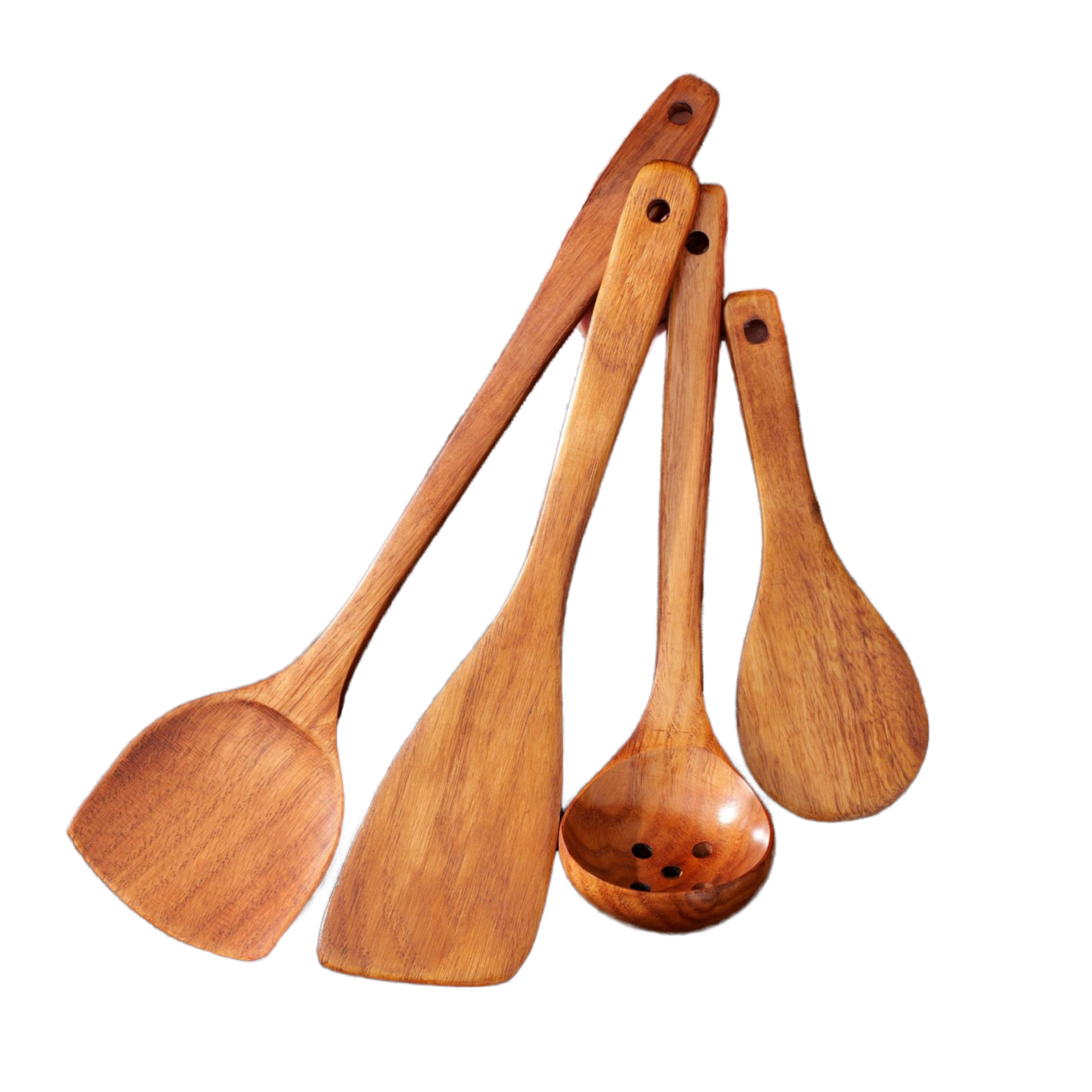Handmade Wooden Cooking Utensil Set  4 Piece Spatula & Spoon Kitchen Tool Set