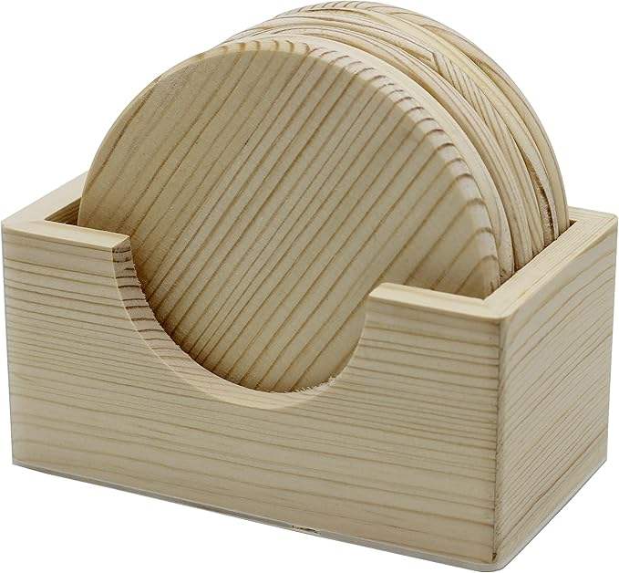 Premium Handcrafted Wooden Coaster Set with Stand Eco-Friendly & Elegant Home Decor