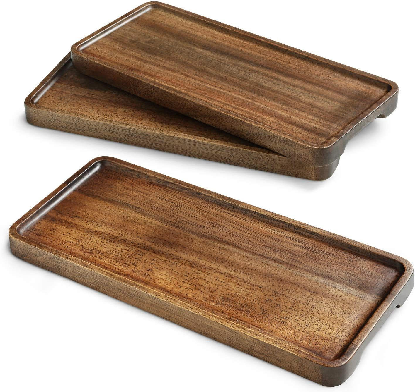 Handcrafted Set of 3 Wooden Platters Premium Eco-Friendly Serving Trays for Everyday Dining