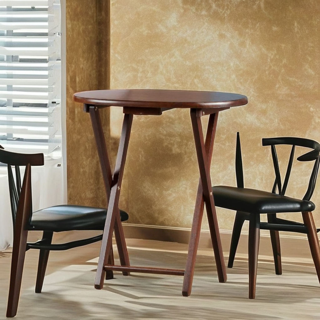 Luxury Solid Wood Folding Dining Table Set with Stand – 4 Compact Tables Included, Modern Space Saving Design
