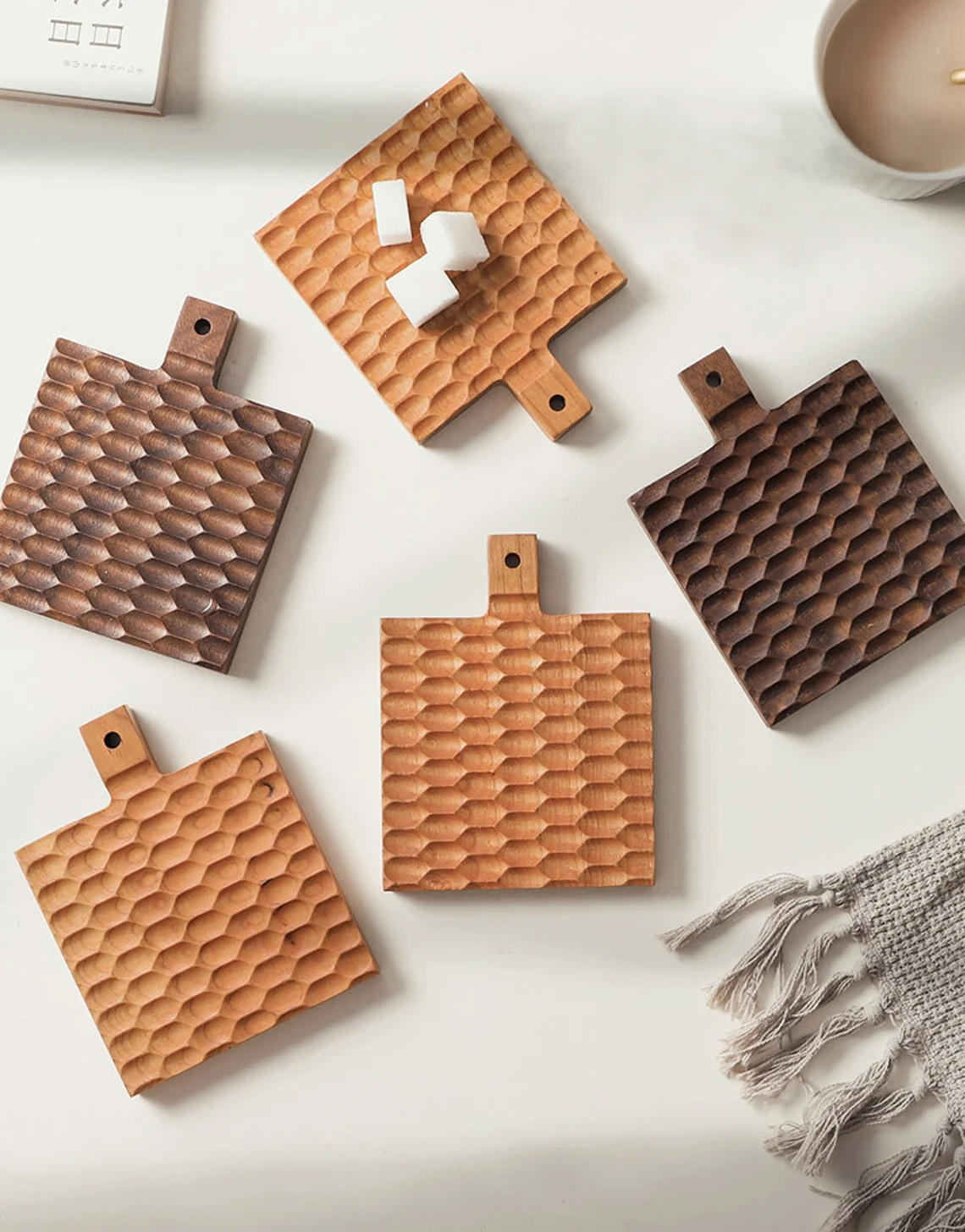 Premium Elegant Wooden Coasters Set Handmade Table Mats for Home Décor