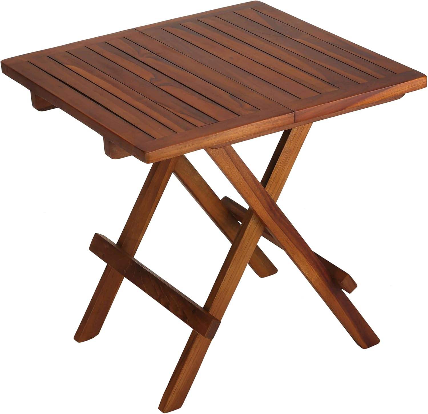 Compact Folding Teak Wood Table with Rich Oiled Brown Finish – Space Saving Durable Wooden Table for Home, Balcony & Dining Use