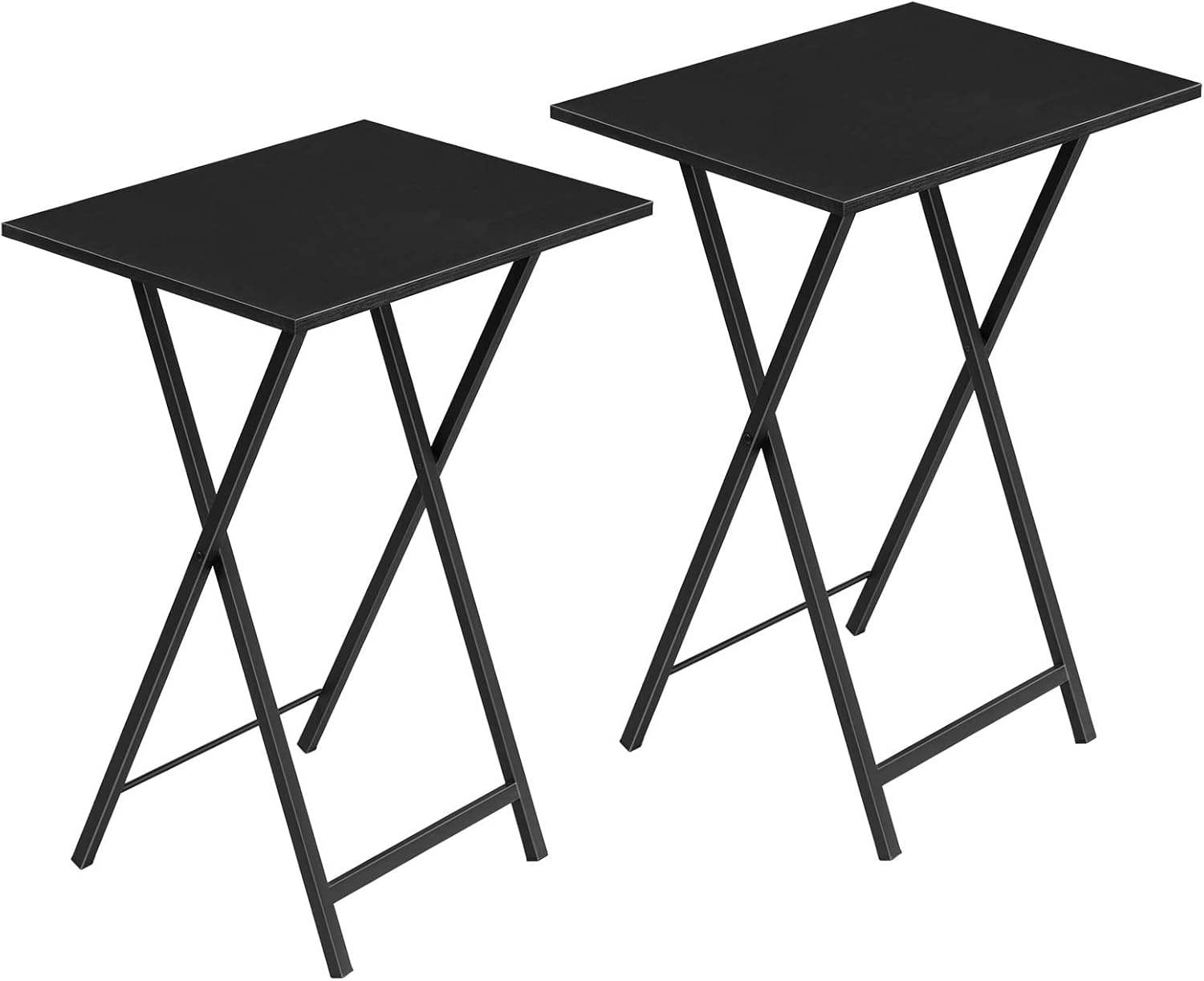 Rustic Brown & Black Folding Table Set of 2 with Stable Metal Frame Space Saving Easy Assembly Tables for Small Spaces | DECOR N UTILITY CRAFT