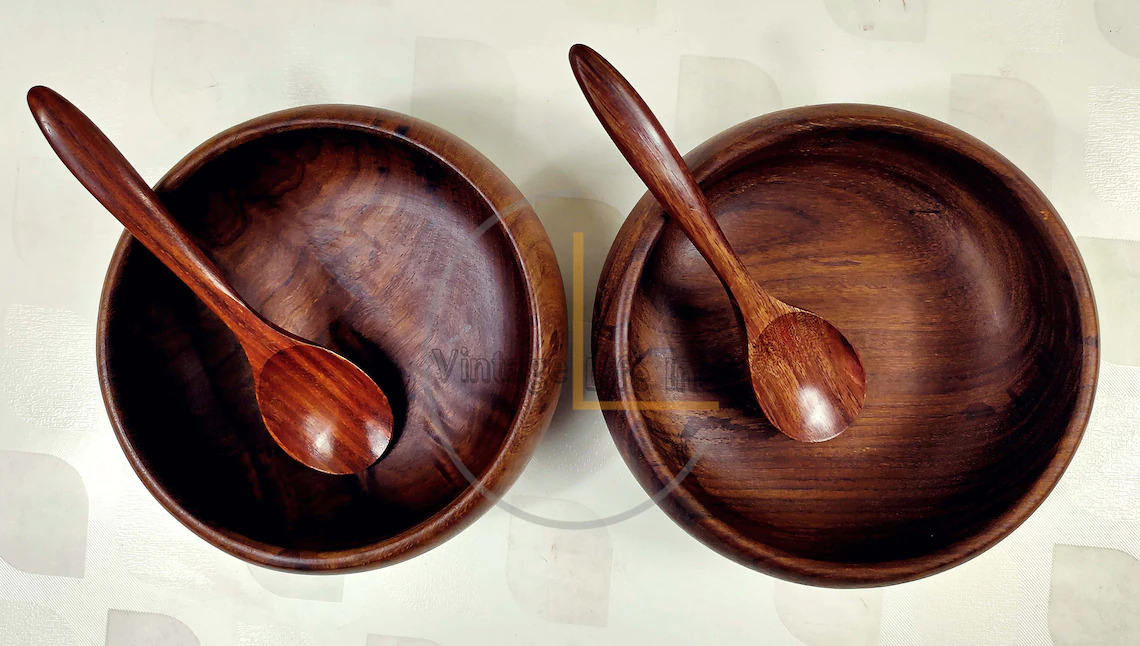 Handcrafted Wooden Kitchen Utensils Set with Herb & Spice Grinder Rustic Home Decor