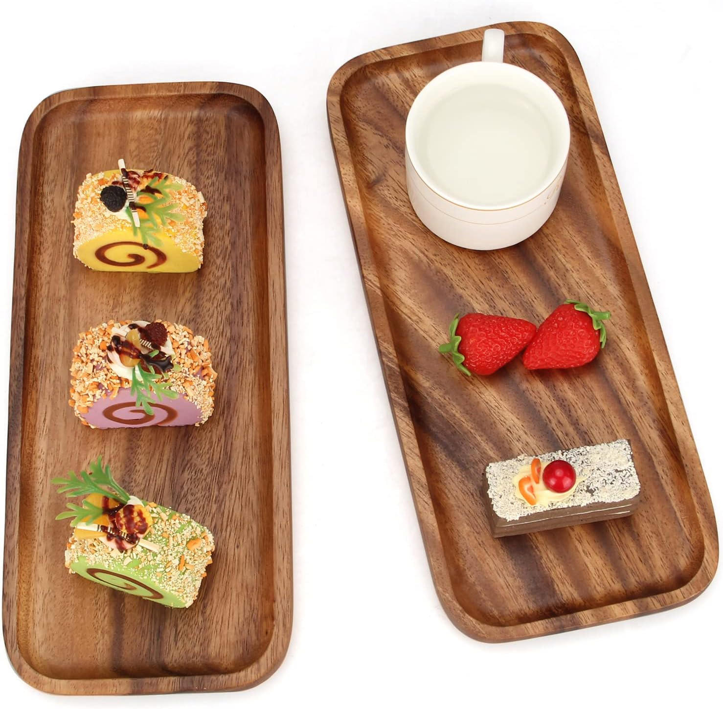 Premium Small Wood Serving Tray Rectangular Decorative Platter for Cheese, Snacks, Desserts & Sandwiches