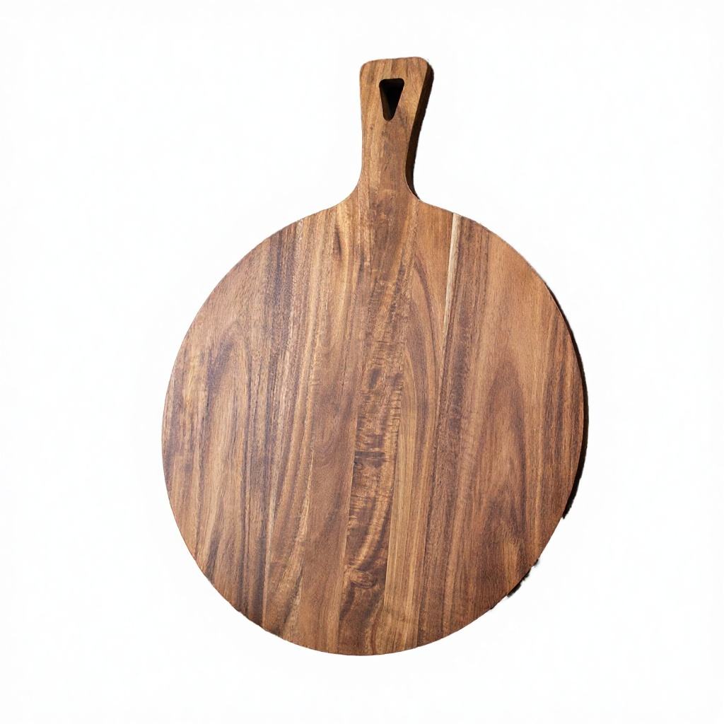 Wooden Cutting Board for Kitchen Round 1.5cm Thick Handle Pizza Board 100% Dishwasher Safe Wooden Chopping & Serving Board