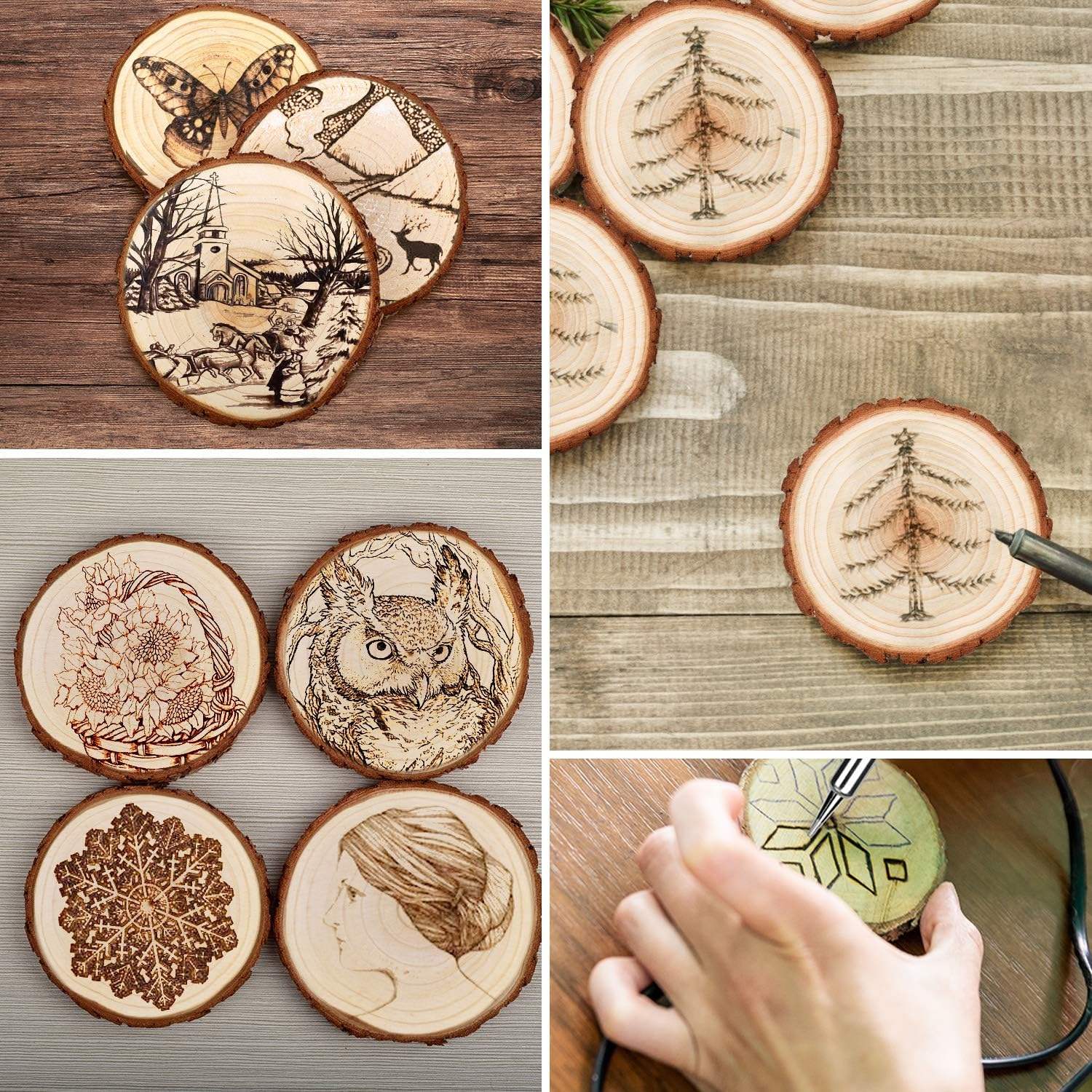 Eco-Friendly Handmade Wooden Bark Coaster Set Natural Durable Stylish Classic Design 300mm Drink Coasters for Home, Office & Table Decor | DECOR N UTILITY CRAFT
