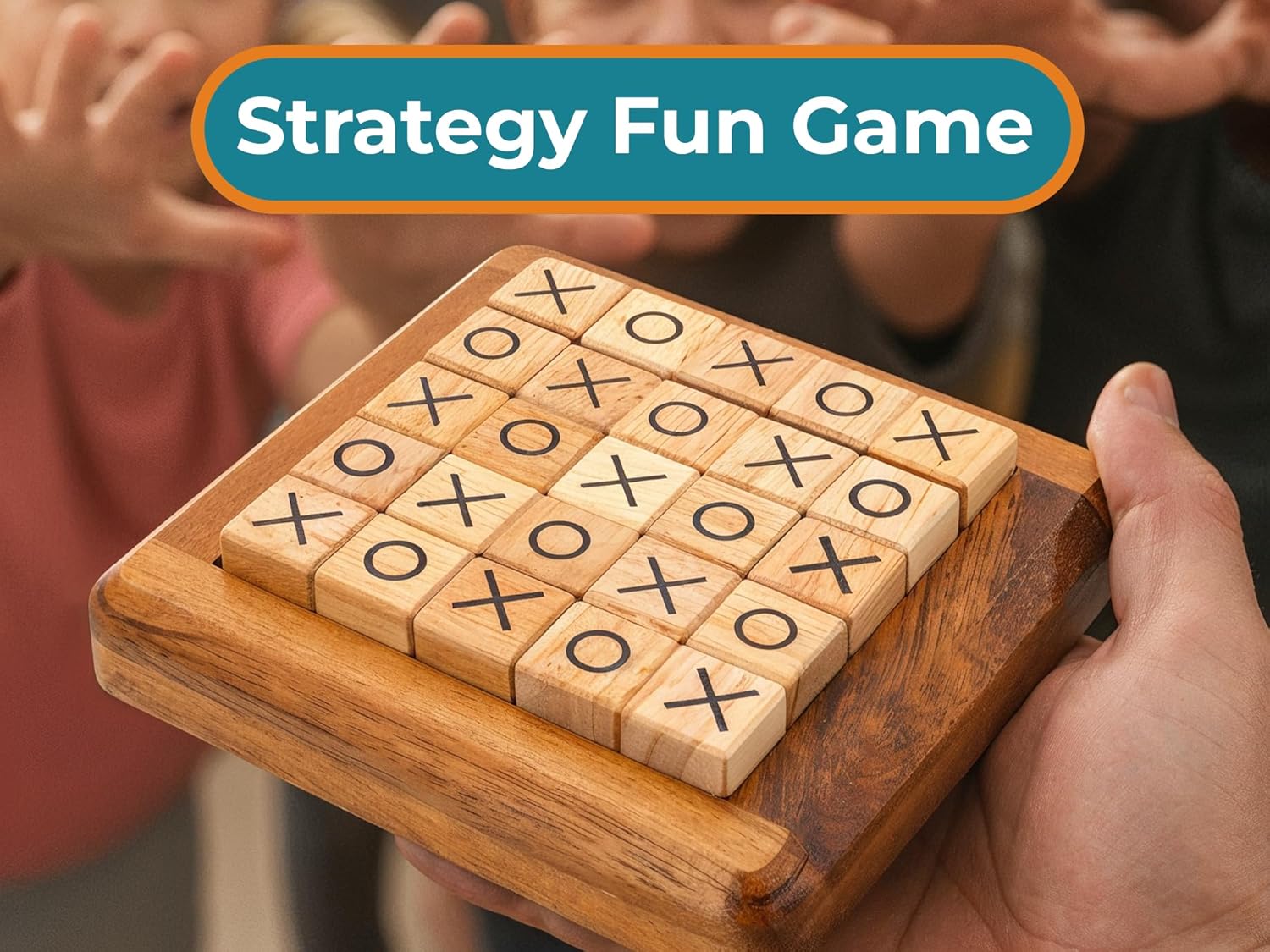 5 Inch Wooden Tic Tac Toe Tabletop Board Game Educational Puzzle Toy for Adults Farmhouse Style Coffee Table Decor