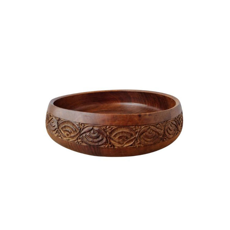 Elegant Handmade Sheesham Wood Bowl Fruit, Salad & Snack Serving Kitchen Decor Piece