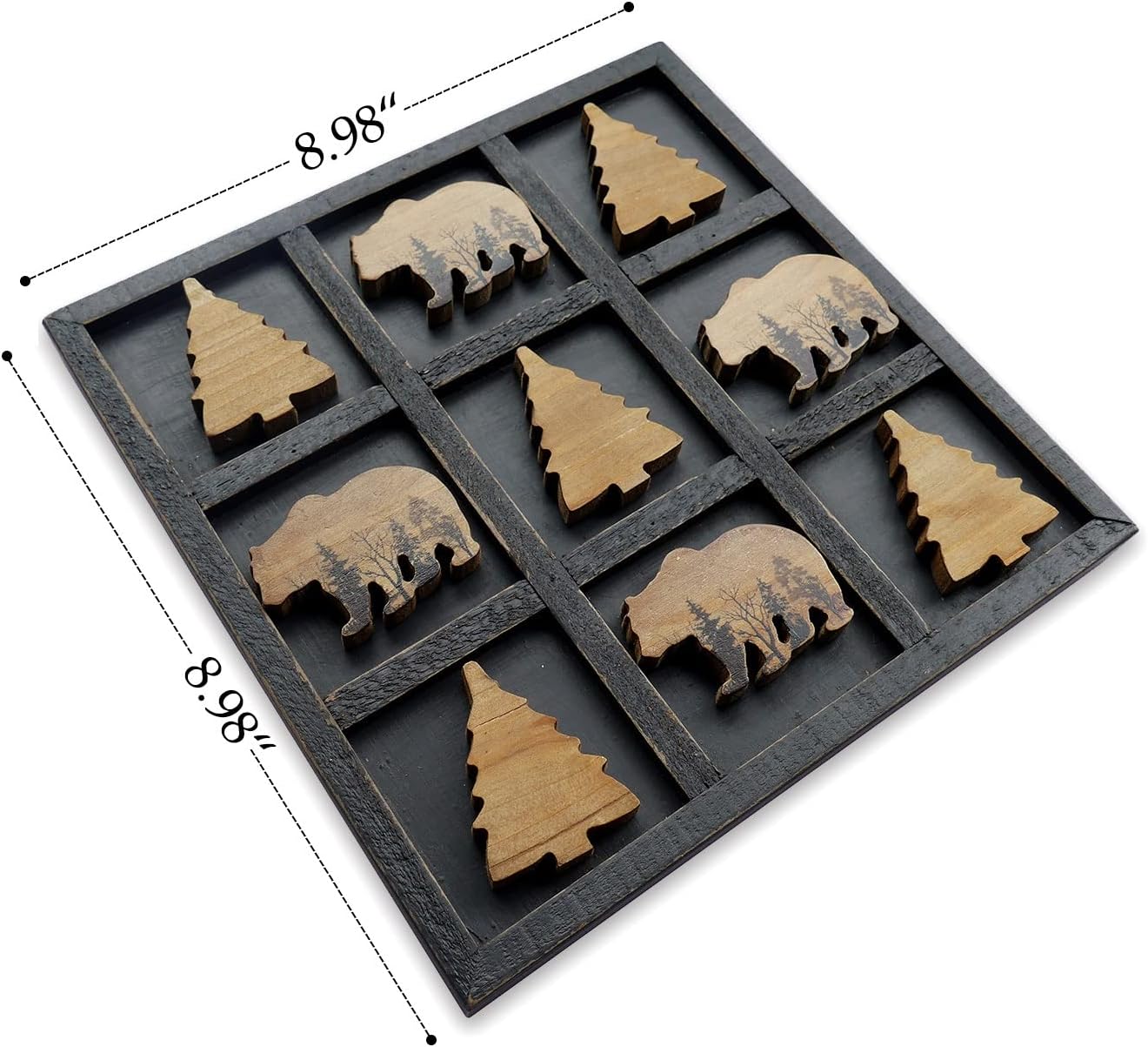 HOME Cute Bear Decorative Wooden Board Travel Game Tic Tac Toe for Fun Coffee Table Decor