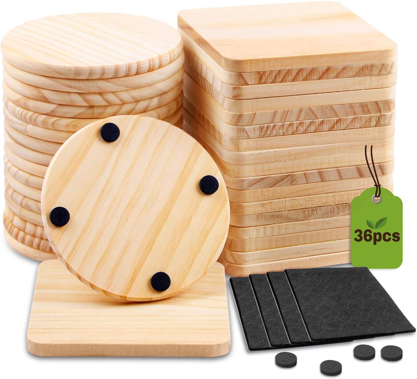 Handmade Eco-Friendly Wood Coaster Set Durable Stylish Wooden Drink Coasters for Home, Office & Table Décor