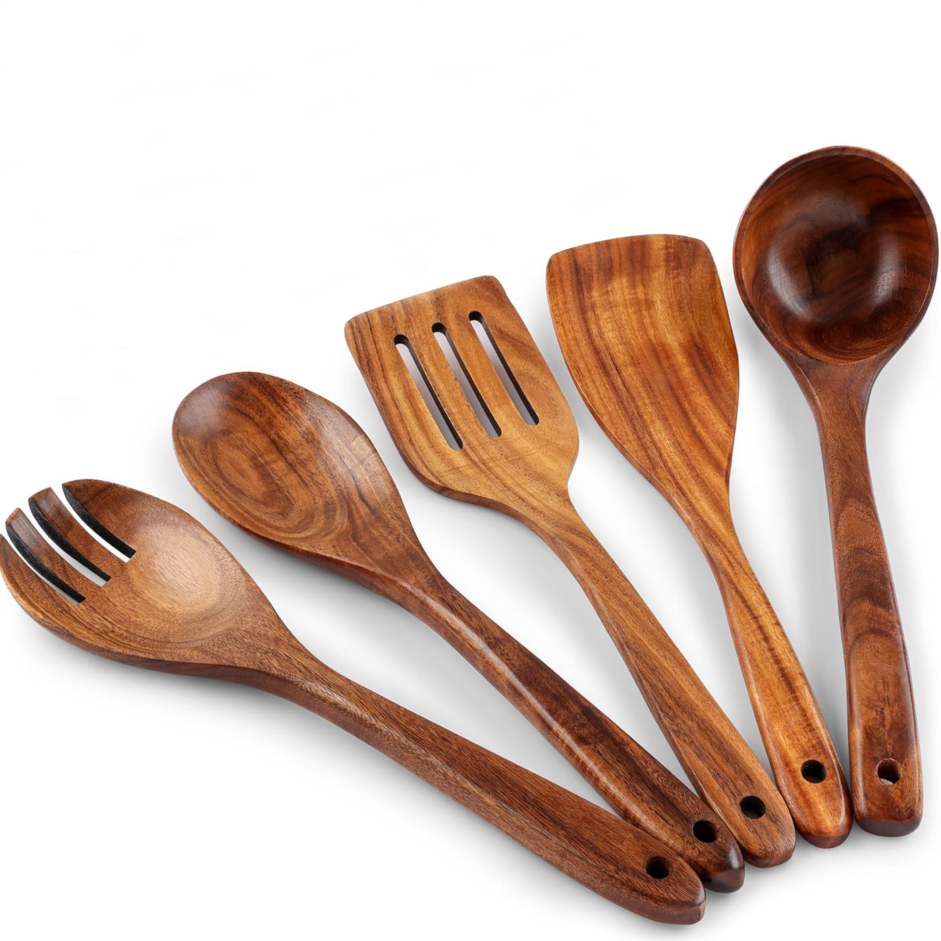 Premium Handmade Wooden Spoon Set for Kitchen Non-Stick Safe Spatula Turner & Cooking Spoon